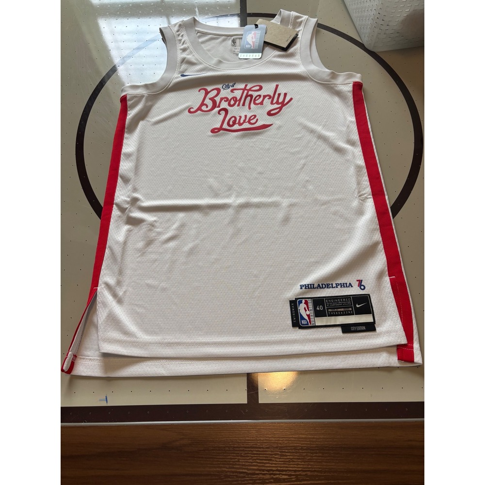 Nike Philadelphia 76ers NBA Swingman City Edition Jersey White Red Blue Size 40
